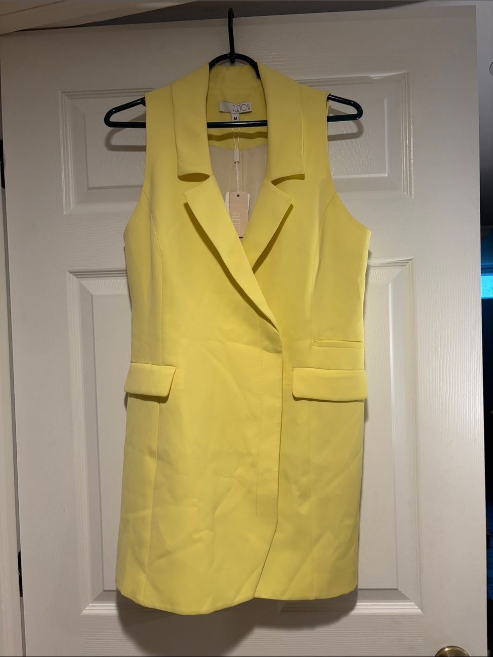 Sleeveless Tailored Yellow Blazer Dress